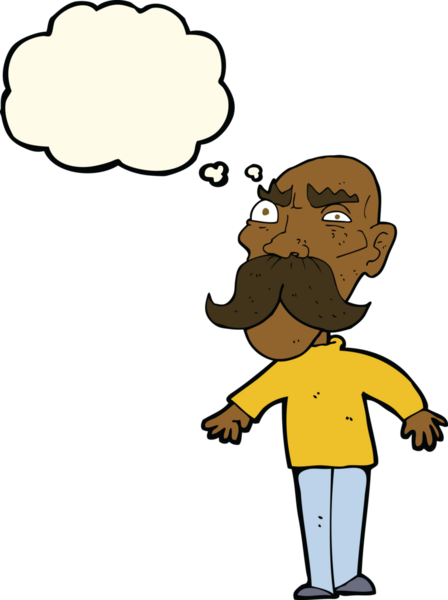 Bir insan tarafından çizilmiş düşünce baloncuğu olan kızgın yaşlı bir adam.