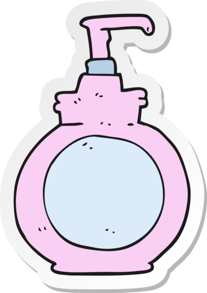 Bir insan tarafından çizilmiş bir karikatür el yıkama etiketi.