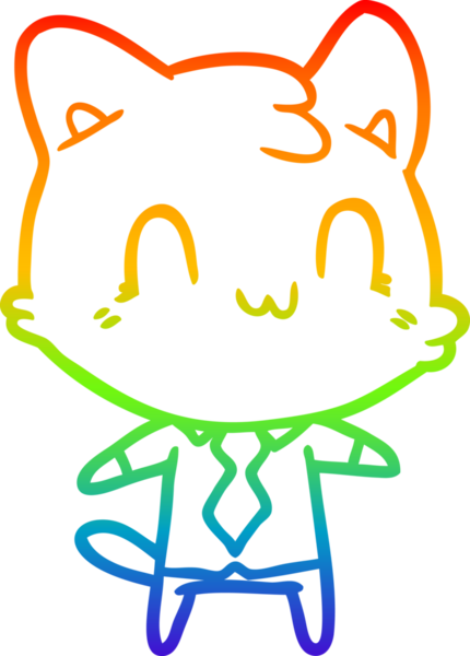 gökkuşağı gradyan çizgi çizimi Bir insan tarafından çizilmiş mutlu kedi