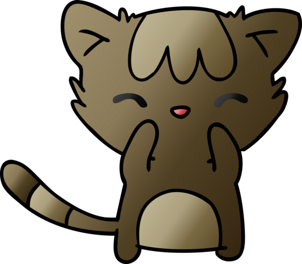 Bir insan tarafından çizilmiş sevimli kawaii kedisinin serbest çizim çizimi