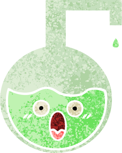 Bir insan tarafından çizilmiş bilimsel bir deneyin retro çizim tarzı karikatürü