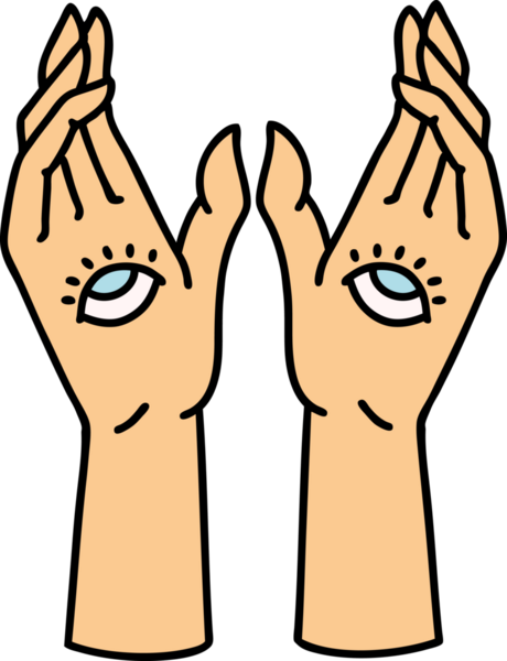 Bir insan tarafından çizilmiş geleneksel mistik el dövmesi.