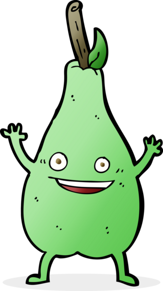 Bir insan tarafından çizilmiş mutlu bir armut.