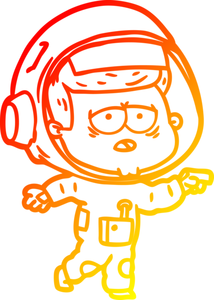 Bir insan tarafından çizilmiş, karikatür, yorgun astronot çizimi.