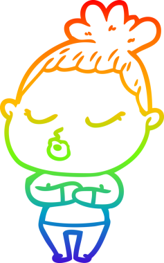 Gökkuşağı gradyan çizgi çizimi bir insan tarafından çizilmiş sakin bir kadın