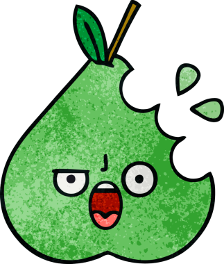 Bir insan tarafından çizilmiş yeşil armut retro grunge desen karikatürü