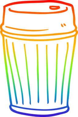 gökkuşağı gradyan çizgi çizimi bir insan tarafından çizilmiş bir kahve fincanı