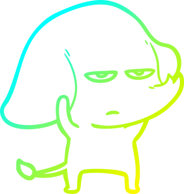 Bir insan tarafından çizilmiş soğuk bir çizgi film filinin çizimi.