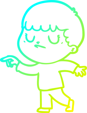 Bir insan tarafından çizilmiş soğuk gradyan çizgi film karakteri.