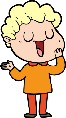 Bir insan tarafından çizilmiş gülen karikatür adam.