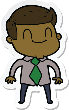 Bir insan tarafından çizilmiş, karikatür dostu bir adamın çıkartması.