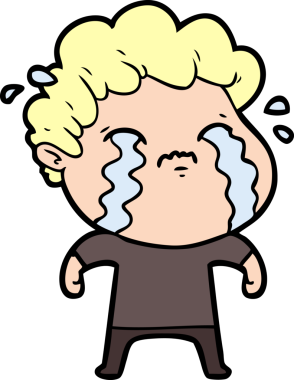 Bir insan tarafından çizilmiş ağlayan çizgi film adamı.