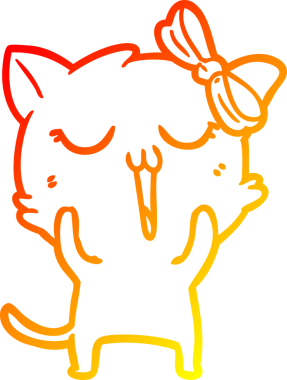 Bir insan tarafından çizilmiş çizgi film kedisinin sıcak çizgi çizimi