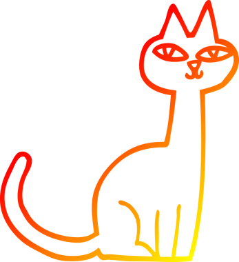 Bir insan tarafından çizilmiş çizgi film kedisinin sıcak çizgi çizimi