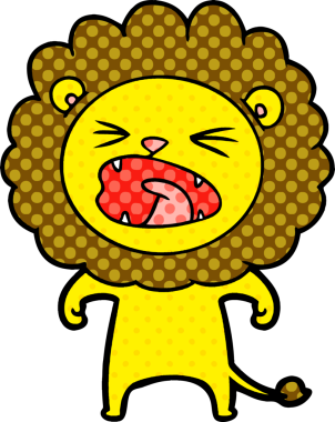 Bir insan tarafından çizilmiş kızgın aslan çizgi filmi.