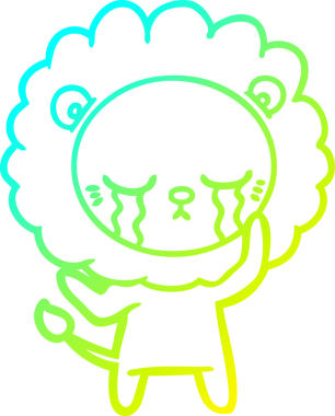 Bir insan tarafından çizilmiş ağlayan bir aslanın soğuk gradyan çizgisi.