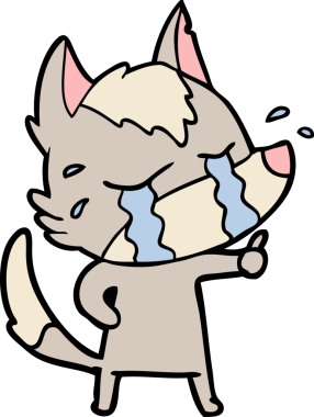 Bir insan tarafından çizilmiş ağlayan kurt çizgi filmi.