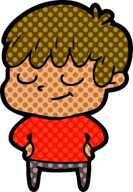 Bir insan tarafından çizilmiş mutlu çocuk çizgi filmi.