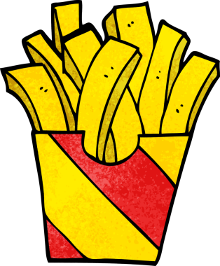 Bir insan tarafından çizilmiş karikatür paket patates kızartması.