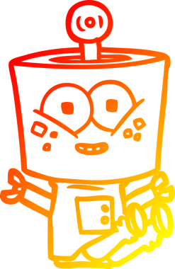 Bir insan tarafından çizilmiş mutlu bir çizgi robot çizimi