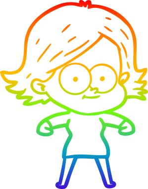 gökkuşağı gradyan çizimi mutlu bir çizgi film kızı bir insan tarafından çizildi