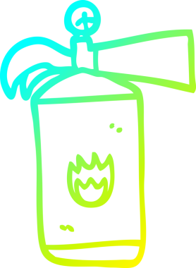 Bir insan tarafından çizilen çizgi film yangın söndürücünün soğuk gradyan çizgisi.