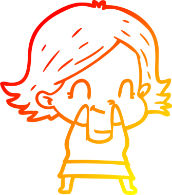 Bir insan tarafından çizilmiş, karikatür dostu bir kız çizimi.