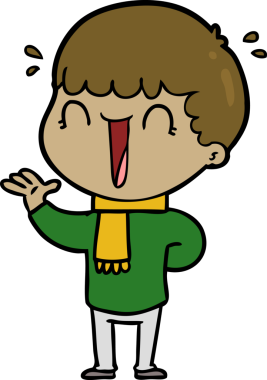 Bir insan tarafından çizilmiş gülen karikatür adam.