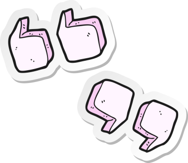 Bir insan tarafından çizilmiş karikatür tırnak işaretleri.