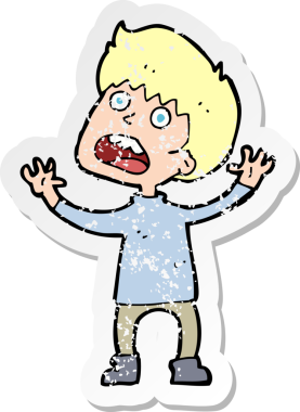 Bir insan tarafından çizilmiş gerilmiş bir çizgi filmin gerilimli retro yapıştırması.