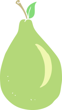 Bir insan tarafından çizilmiş armutun düz renk çizimi