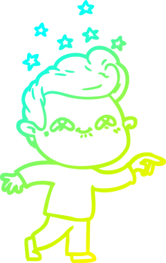 Bir insan tarafından çizilmiş, heyecanlı bir çizgi film çizimi.