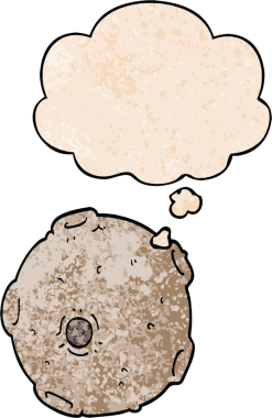 Bir insan tarafından çizilmiş grunge desenli düşünce baloncuklu karikatür ayı.