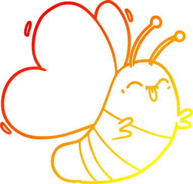 Bir insan tarafından çizilmiş komik bir kelebeğin sıcak çizgi çizgisi.