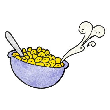 Bir insan tarafından çizilmiş serbest desenli mısır gevreği kasesi.