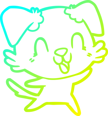 Bir insan tarafından çizilmiş gülen çizgi film köpeğinin soğuk çizgisi.