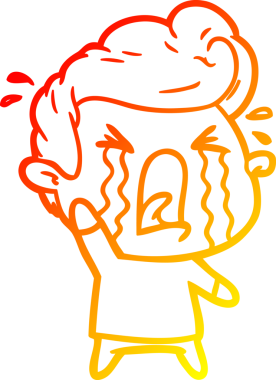 Bir insan tarafından çizilmiş, ağlayan bir çizgi film karakteri.