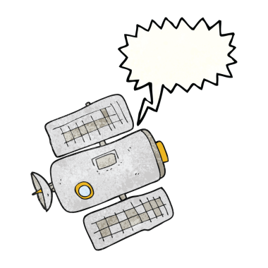 Bir insan tarafından çizilmiş serbest konuşma balonu desenli çizgi film uzay istasyonu