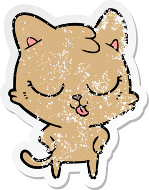 Bir insan tarafından çizilmiş karikatür bir kedinin sıkıntılı çıkartması.