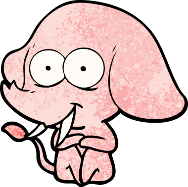 Bir insan tarafından çizilmiş mutlu bir fil.