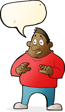 Çizgi film, bir insan tarafından çizilen konuşma balonuyla şişman bir adamı heyecanlandırdı.