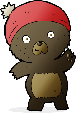 Bir insan tarafından çizilmiş sevimli çizgi film kara ayısı.