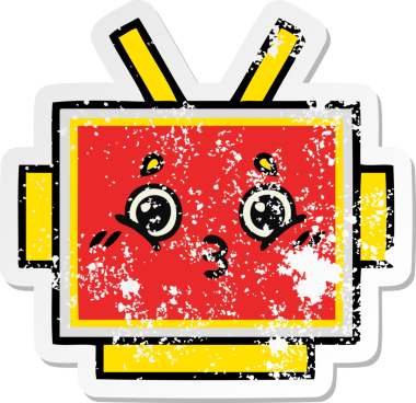 Bir insan tarafından çizilmiş sevimli robot kafasının sıkıntılı çıkartması.