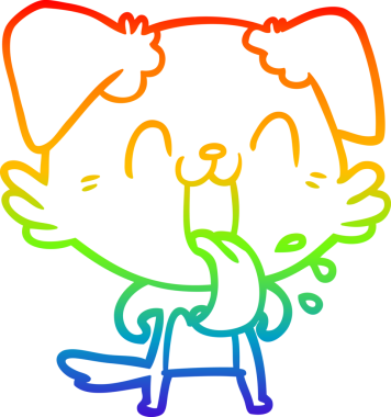 Gökkuşağı gradyan çizgi çizimi Bir insan tarafından çizilmiş nefes nefese bir köpek