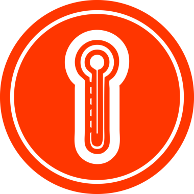 Bir insan tarafından çizilmiş cam termometre dairesel simgesi