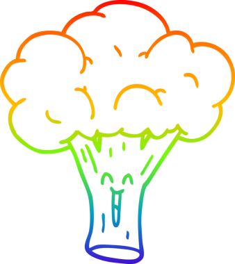 gökkuşağı gradyan çizgi çizimi bir insan tarafından çizilmiş bir brokoli