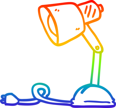 Bir insan tarafından çizilmiş bir çizgi masa lambası çizimi.