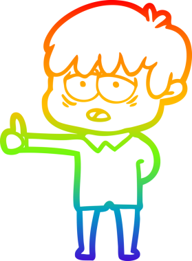 gökkuşağı gradyan çizgi çizimi bir insan tarafından çizilmiş bitkin bir çocuk