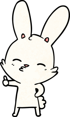 Bir insan tarafından çizilmiş meraklı tavşan çizgi filmi.