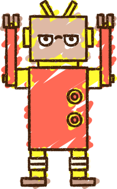 Bir insan tarafından çizilen robot tebeşiri.